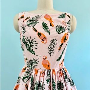 Retro Inspired Tropical Birds Dress